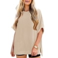 thumbnail image 2 of Womens Oversized T Shirts Summer Casual Loose Fit Striped Knit Batwing Sleeves Tunic Tops, 2 of 6