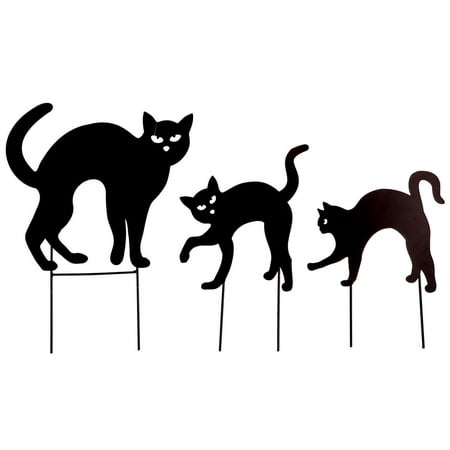 Metal Black Cat Stakes, Set of 3 by Fox River CreationsTM Halloween Outdoor Yard Decorations