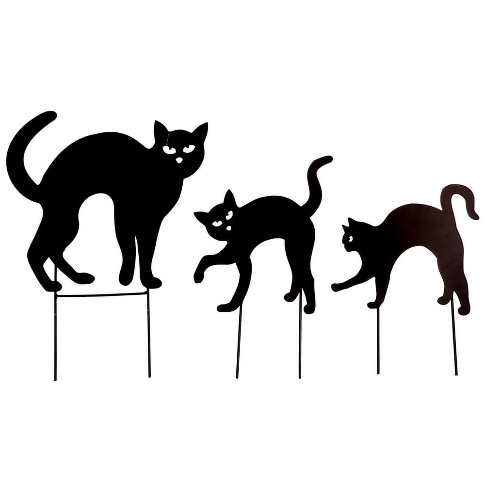 Metal Black Cat Stakes, Set of 3 by Fox River CreationsTM Halloween