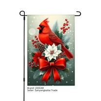 JOOCAR Red Cardinal with Snowflake and Berry Garden Flag for Winter Christmas Home Outdoor Garden Yard Door Decor 12x18 inch