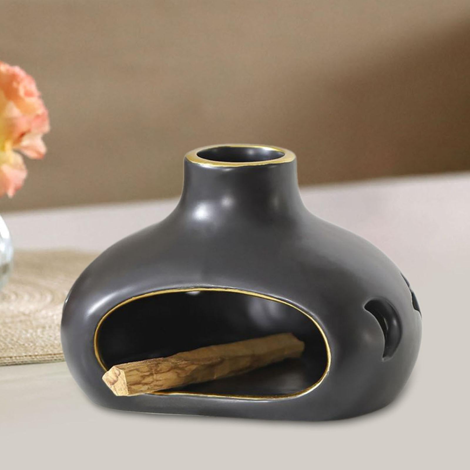 Baoblaze Holder Ceramic Incense Burner Holder for Fireplace Farmhouse Yoga Black
