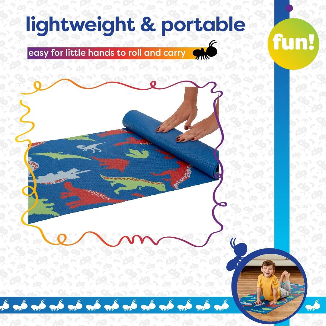 Antsy Pants Kids Yoga Mat - Yoga Mat for Kids, Yoga Mats for Home Workout, Travel Yoga Mat, Yoga Mat Non Slip, 60” x 24”, 3mm Free of Toxic Phthalates, Blue Dino