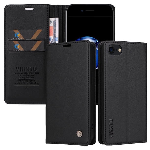 Funda para iPhone 7/8 Estuche de Cuero PU Tipo Cartera con Ranuras para Tarjetas y Cierre Magnético