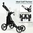 thumbnail image 5 of Gymax 4 Wheels Foldable Golf Push Pull Cart Trolley w/ Brake Waterproof Bag Grey, 5 of 10