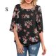thumbnail image 1 of Qarigey Camisa de mujer Estampado de media manga Top Camisa de mujer Estampado de medio cuello Blusa informal Prendas para la parte del cuerpo cártamo negro S, 1 of 5