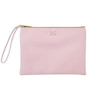 Ruby+Cash Pebbled Makeup Bag Flat Cosmetic Pouch with Wristlet, Pink