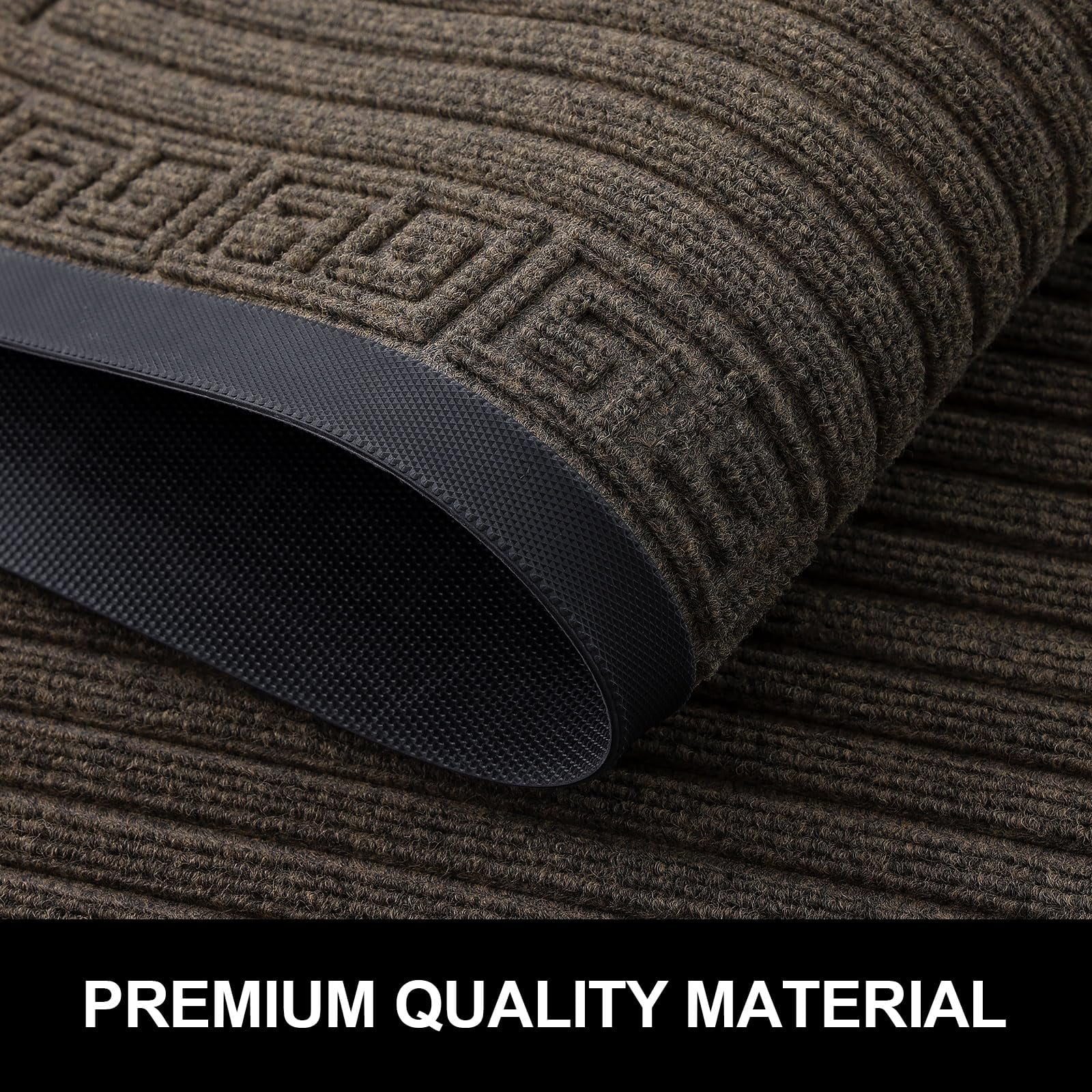 Buganda Outdoor Doormats, Heavy-duty Rubber Door Mats, Absorbs Moisture and Dirt Outdoor Mats, Low Profile Mats for Entry, 36"x24", Brown