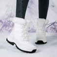 thumbnail image 2 of Womens Hiking Boots Winter Thickened Plush Warm Waterproof High Top Snow Booties Lace up Non Slip Outdoor Mid Calf Boots White Size 7, 2 of 8