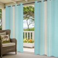 thumbnail image 5 of Outdoor Curtains for Patio Waterproof, Aqua Beige Striped Windproof Pravicy Outside Porch Blackout Curtain, Modern Farmhouse Retro Lines Sun Blocking Grommets Curtains for Cabana 2 Panels 54"x95", 5 of 9