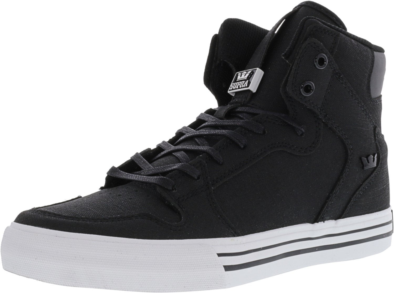 Supra Vaider Canvas Fashion Sneaker - 9M - Black / White / Black Crown ...