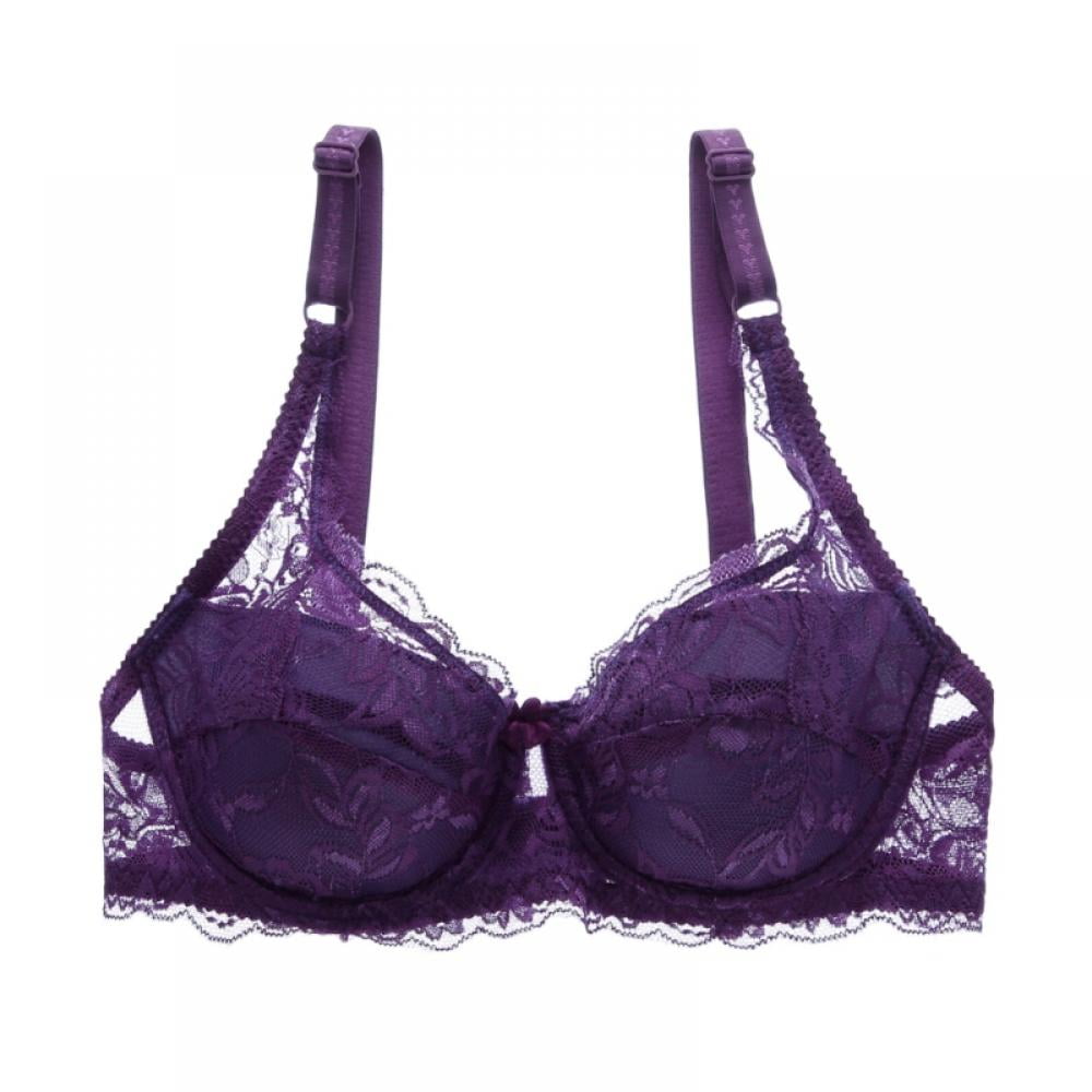Buy Emma Lace Padded Non-wired 3/4th Cup Bridal Wear Medium coverage Lace Push  Up Bra - Purple Online