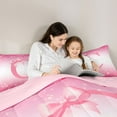 thumbnail image 4 of Feelyou Girl Ribbon Letter C Bedding Comforter Set 7 Pieces, Sequin Print Full Bedding Set, 4 of 8