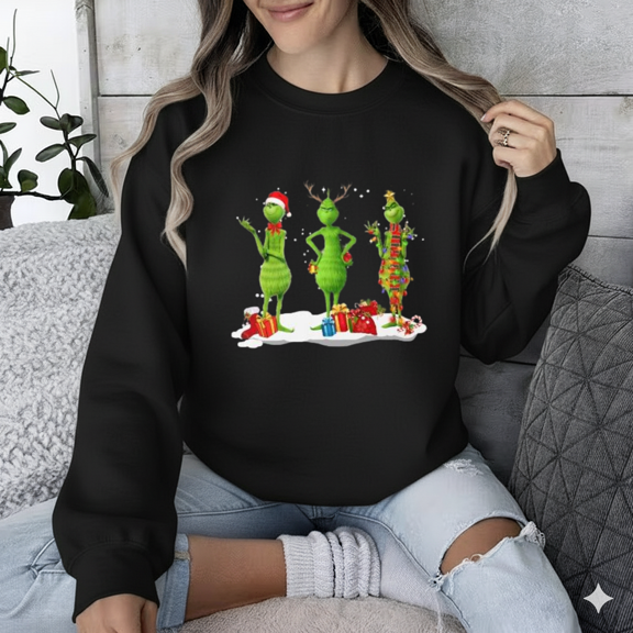 Green Monster Holiday Pajama Family Matching Festive Winter Sweatshirt, up to size 5XL