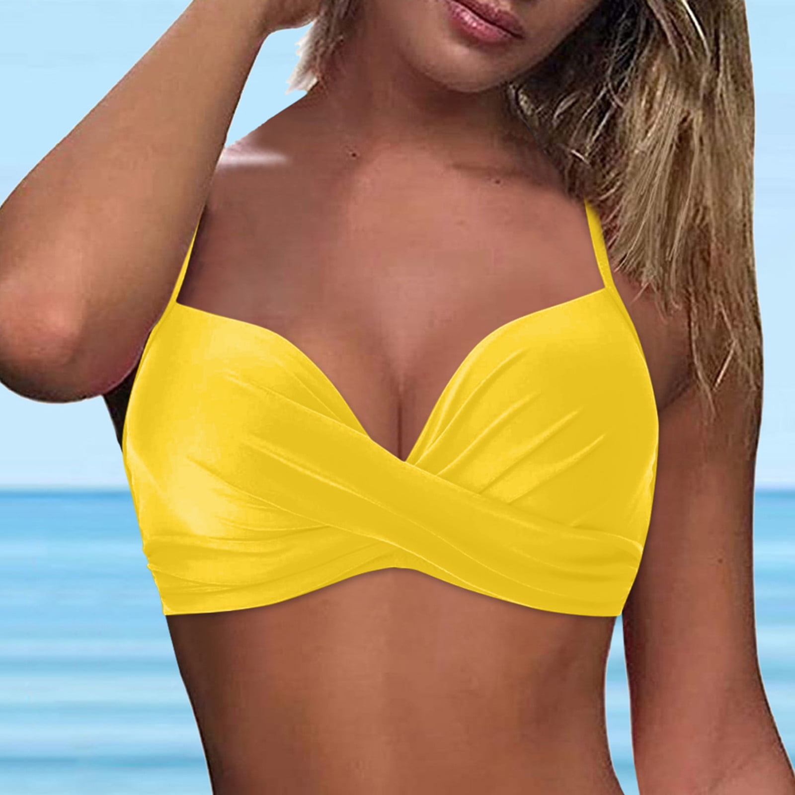 yellow underwire bikini top
