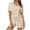 Beige, variant on Two Piece Sets for Women Summer Solid V-Neck Short Sleeve Top with Drawstring Waist Pocket Shorts,Sizes S-2XL