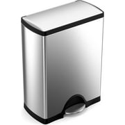simplehuman 50 Liter / 13.0 Gallon Rectangular Kitchen Step Trash Can, Brushed Stainless Steel