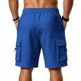 thumbnail image 7 of Hurxie Mens Casual Sweat Cargo Cotton Shorts Drawstring Elastic Waist Athletic Workout Gym Jogger Shorts with Pockets Blue,M, 7 of 7