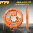 thumbnail image 6 of MIKOLO Color Coded Weight Plate 2-Inch Rubber Coated Olympic Grip Plate for Barbell, Solid Cast Iron for Strength Training, Weightlifting, Crossfit, Home Gym, 5LB, 2.5LB Pair, 6 of 10