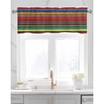 thumbnail image 2 of Boho Red Stripes Kitchen Valances for Windows Farmhouse Linen Window Valance Curtain for Living Room Window Treatment Colorful Mexico Blue Green Yellow Valance Rod Pocket Topper Drape, 60 x 18 Inch, 2 of 6