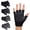 Black & Dark Grey, variant on 2 Pairs of Fingerless Hollow Yoga Gloves Cotton Non Slip One Size Suitable for Gym Workouts