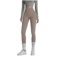 thumbnail image 3 of CFLVAEK Leggings for Women Plus Size High Waisted Tummy Control Workout Legging Solid Color Stretch Yoga Pants for Running Coffee XL, 3 of 6