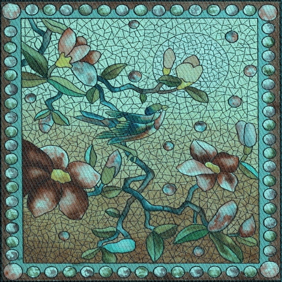 Ahgly Company Machine Washable Indoor Square Transitional Jellyfish Green Area Rugs, 4' Square