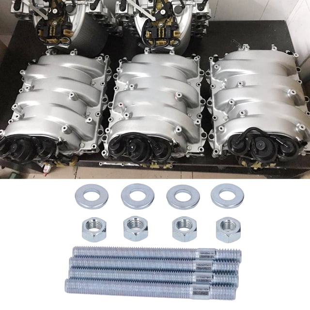 Carb Stud, High Strength 4pcs Carburetor Studs Set 5/16in Thread Zinc Plated with Nuts for Intake Manifold