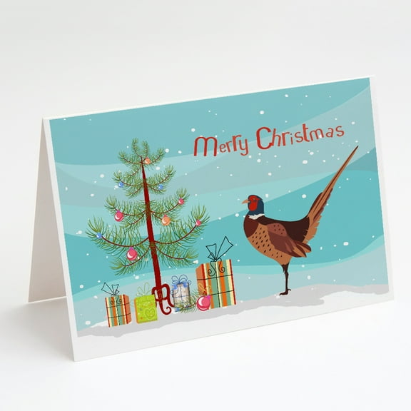 Caroline's Treasures Ring-necked Common Pheasant Christmas Christmas Greeting Cards with Envelopes, 5" x 7" (8 Count)
