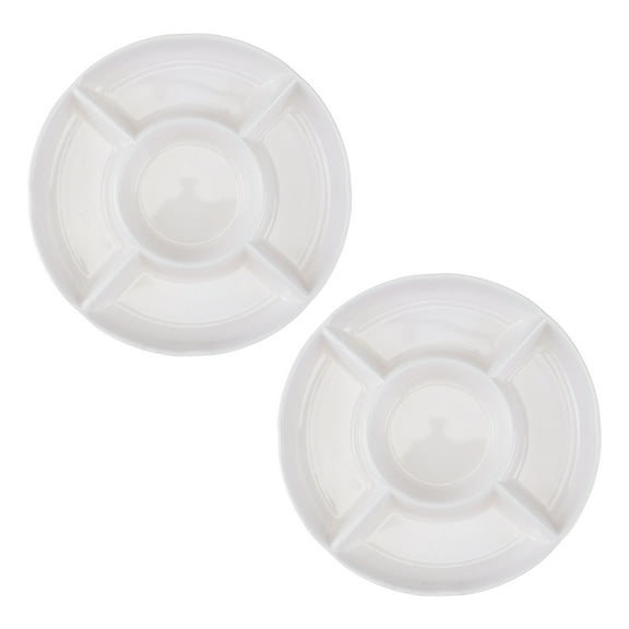 NIAIZEK 2-Pack White Dinner Plates with 5 Compartments Sectioned Plates for Family Meals and Portion Control