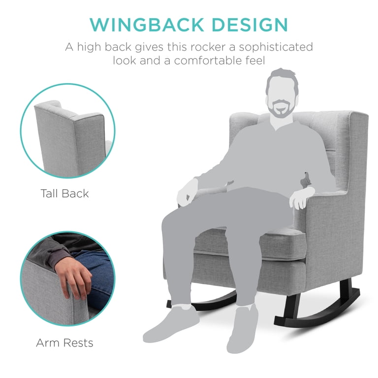 Best Choice Products Wingback Rocking Accent Chair, Gray photo 3