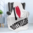 thumbnail image 4 of Rottweiler Soft Flannel Fleece Throw Blanket, Typography in a Love Theme Romantic and Passionate with Heart, Cozy Plush for Indoor and Outdoor Use, 60" x 80", Vermilion Charcoal Grey, by Ambesonne, 4 of 5