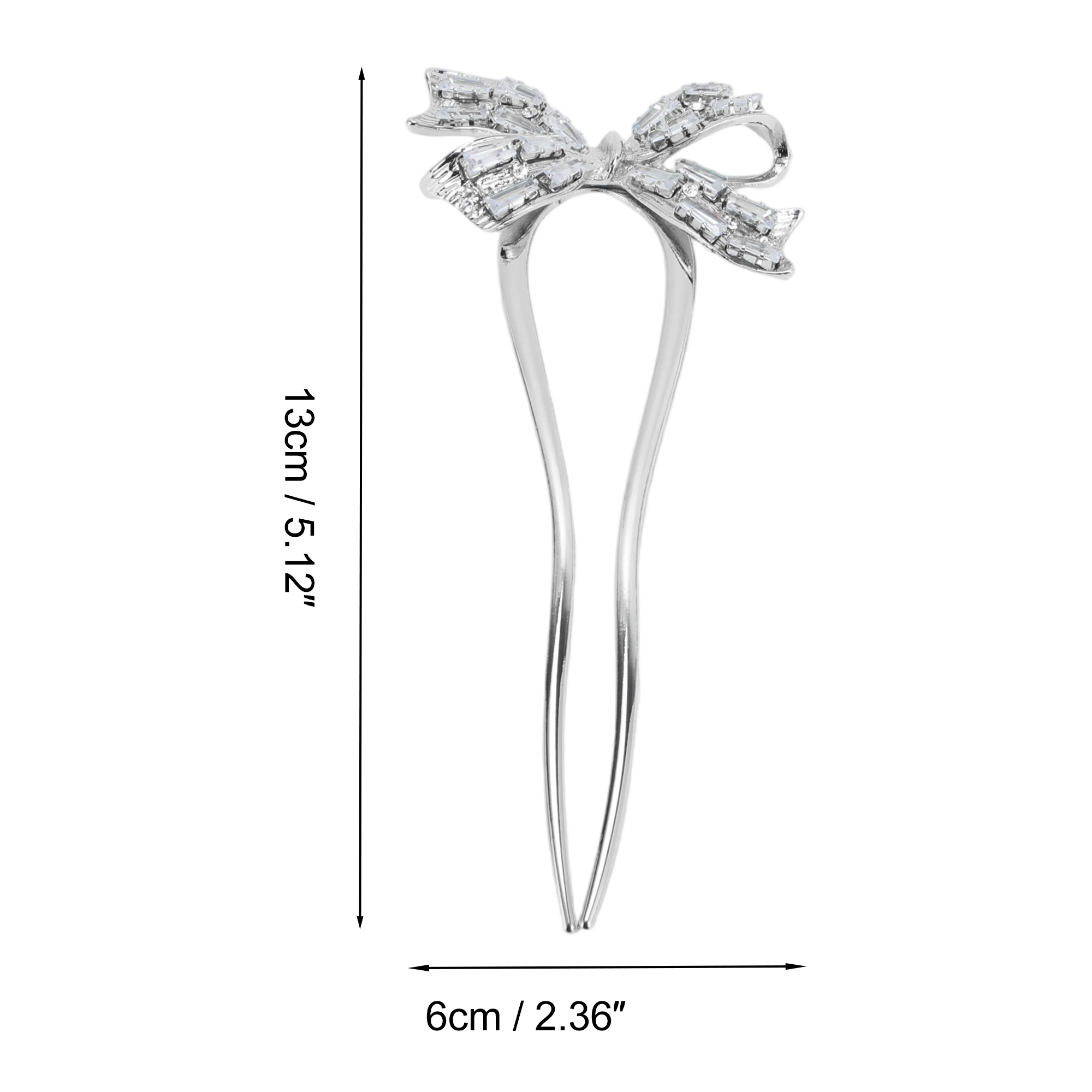 Unique Bargains Fashion U-shaped Bow Decorative Hairpin for Women 1 Pc Silver Tone