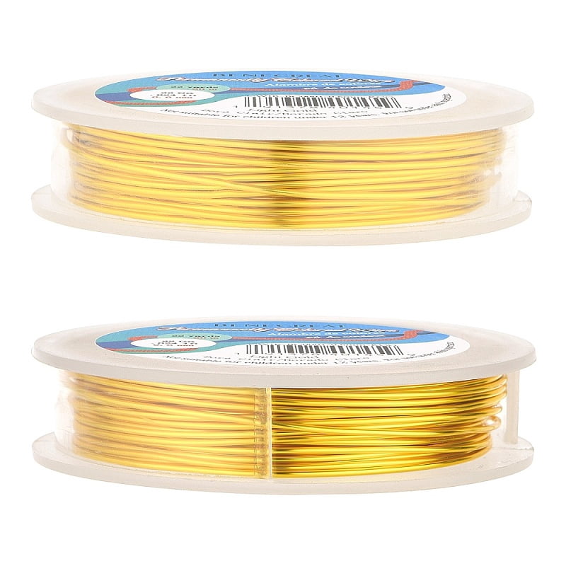 DIY Wire Wrapped Jewelry Making Kits Including Copper Wire and Carbon Steel Round Nose Pliers Golden 18 Gauge 1mm about 10m/roll 1roll/set