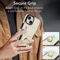 thumbnail image 3 of SaniMore for iPhone 15 Case with Metal Rotating Ring Kickstand RFID Blocking Card Slots PU Leather Anti-scractch Wear-resitant Shockproof Wallet Cover for iPhone 15(6.1" 2023), Apricot, 3 of 9