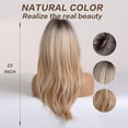 thumbnail image 4 of Long Blonde Wigs for Women, Layered Synthetic Hair Wig with Dark Roots for Daily Party, 4 of 5
