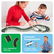 PicassoTiles Race Track Magnetic Tiles for Kids with 2 Racing Cars – 28PCS STEM Construction Building Blocks Educational Toy Set