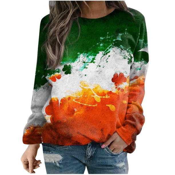 Camiseta suelta estampada a la moda para mujer, blusa de manga larga, cuello redondo, camisetas informales Pompotops FGAJ7750
