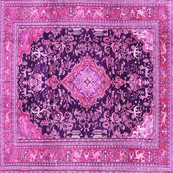 Ahgly Company Indoor Square Persian Pink Traditional Area Rugs, 8' Square
