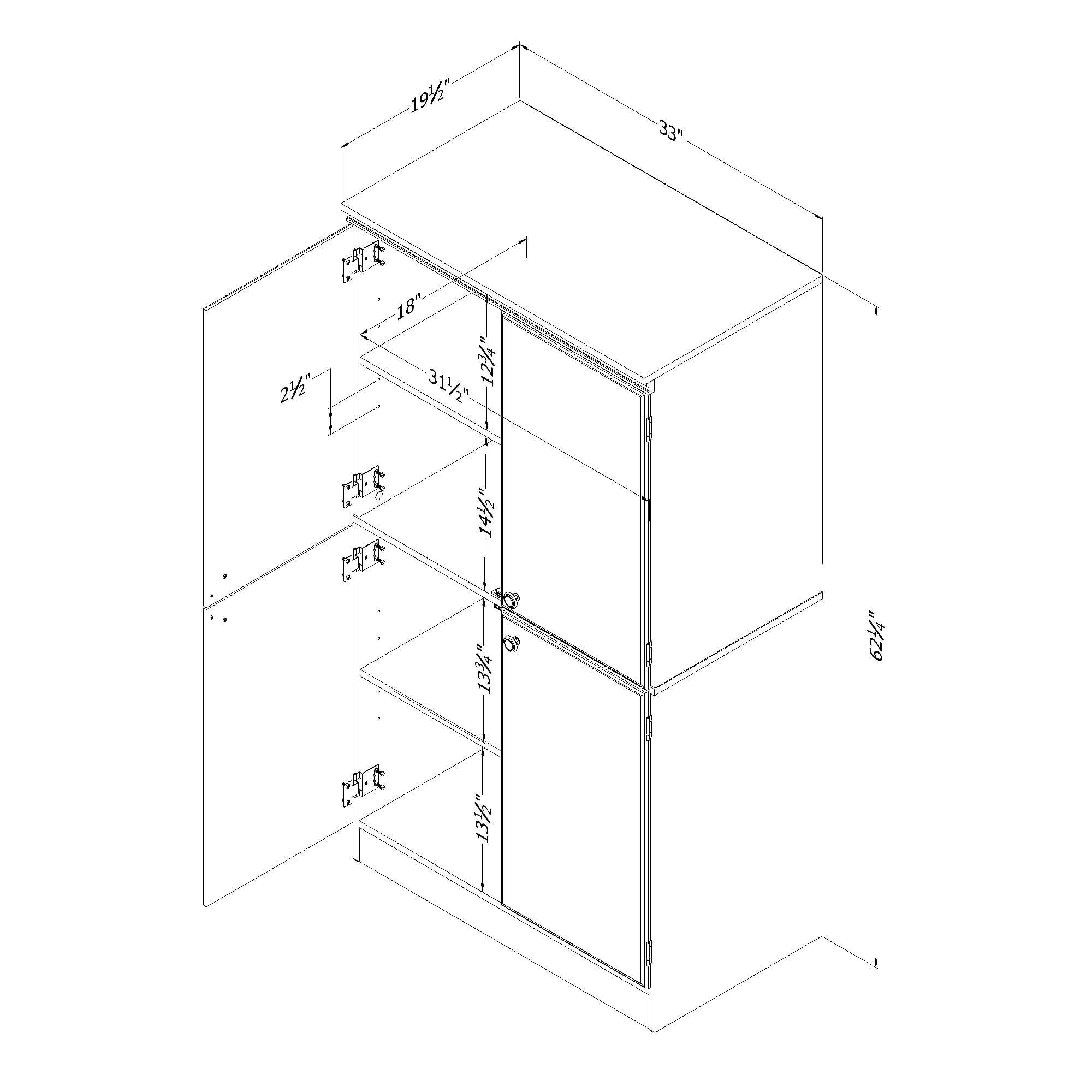 Armoire de rangement 4 portes, fini Chêne nordique, collection Morgan de Meubles South Shore