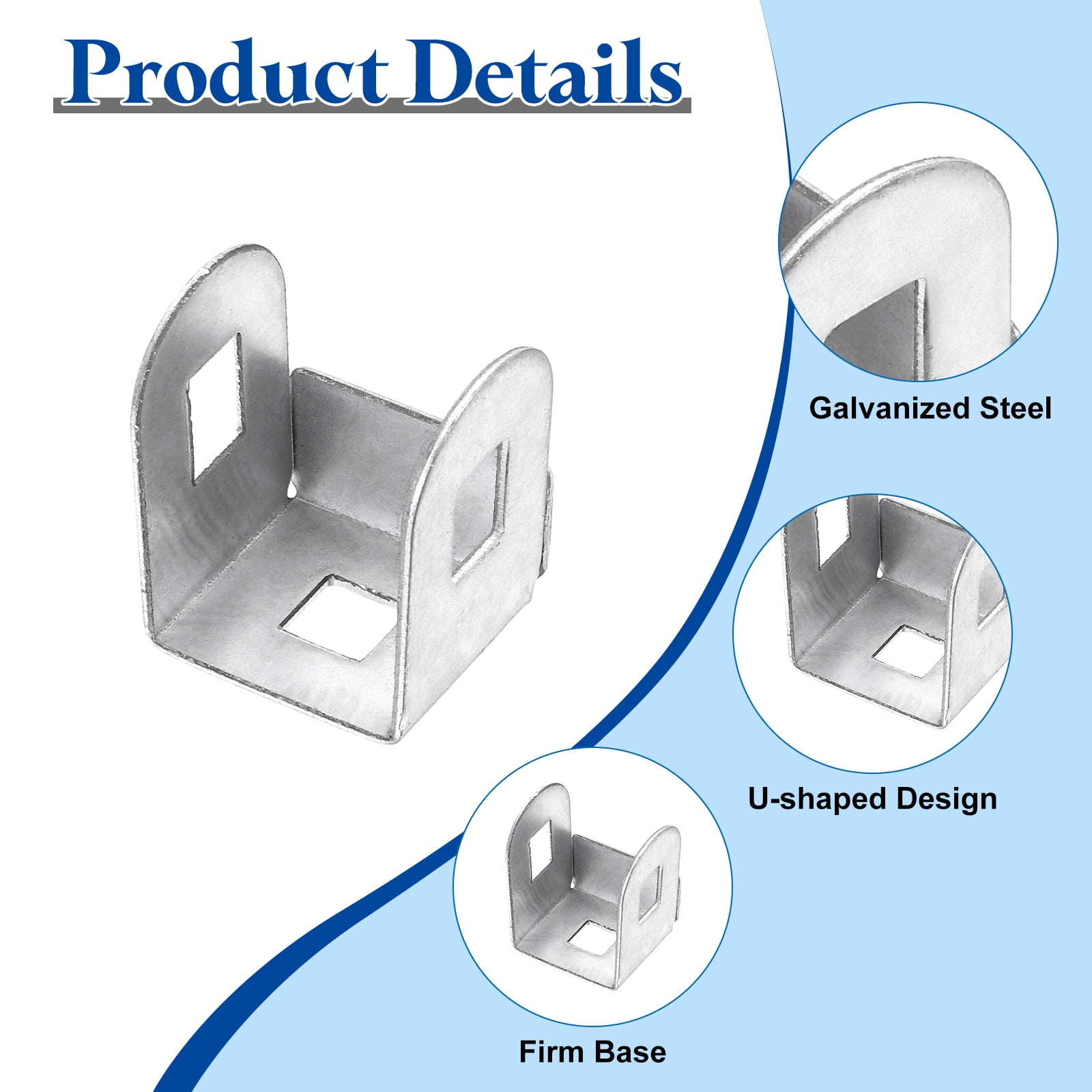 Uxcell 20 Pcs U Bracket for 1.04" Panels, 26 x 30 x 37mm Metal U Shaped Fasteners Brackets for Guardrail or Partitions Connection, Silver