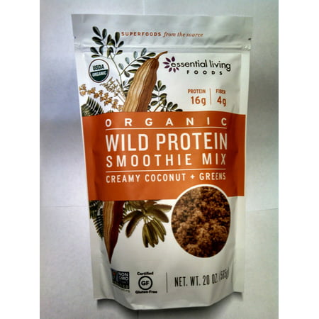 Essential Living Foods Organic Wild Protein Smoothie Mix, Creamy Coconut + Greens, 20 Ounce