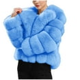 thumbnail image 2 of Qetyuw Winter Faux Fur Coat for Women Chunky Warm Long Sleeve Open Front Crop Coats Casual Lapel Jacket, 2 of 5