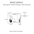 thumbnail image 4 of Rosec Jewels Pear Cut Black Spinel Stud Earrings with Diamond, Nature Inspired Leaf Earrings, 925 Sterling Silver, 4 of 6