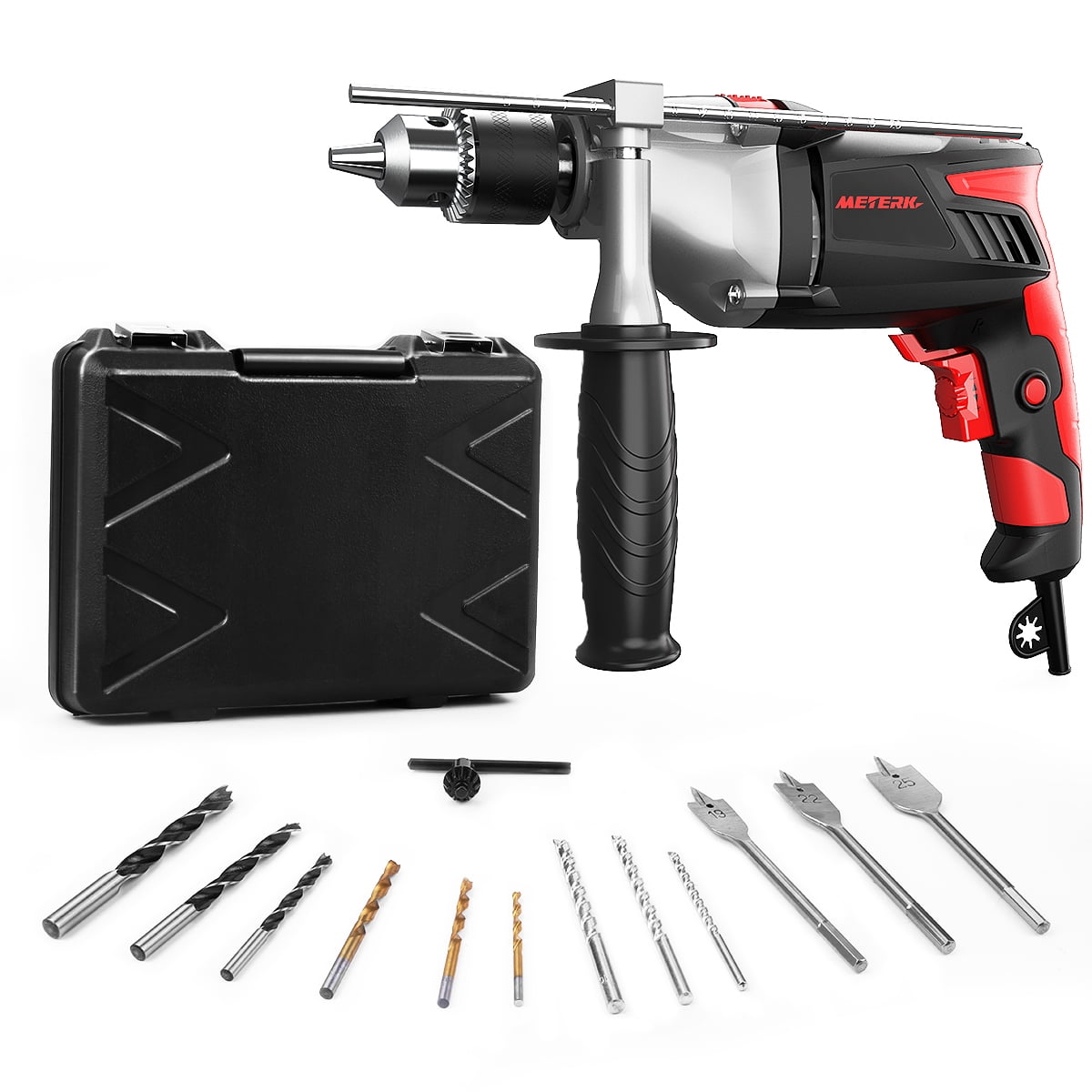 2in1 Electric Hammer Drill Corded Rotary 1000W Variable Speed 3 Drill Bits+Case