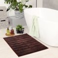 thumbnail image 6 of Unique Bargains Soft Stripe Bathroom Rug Rubber Backing Quick Dry Bath Rug Brown 20" x 32", 6 of 7