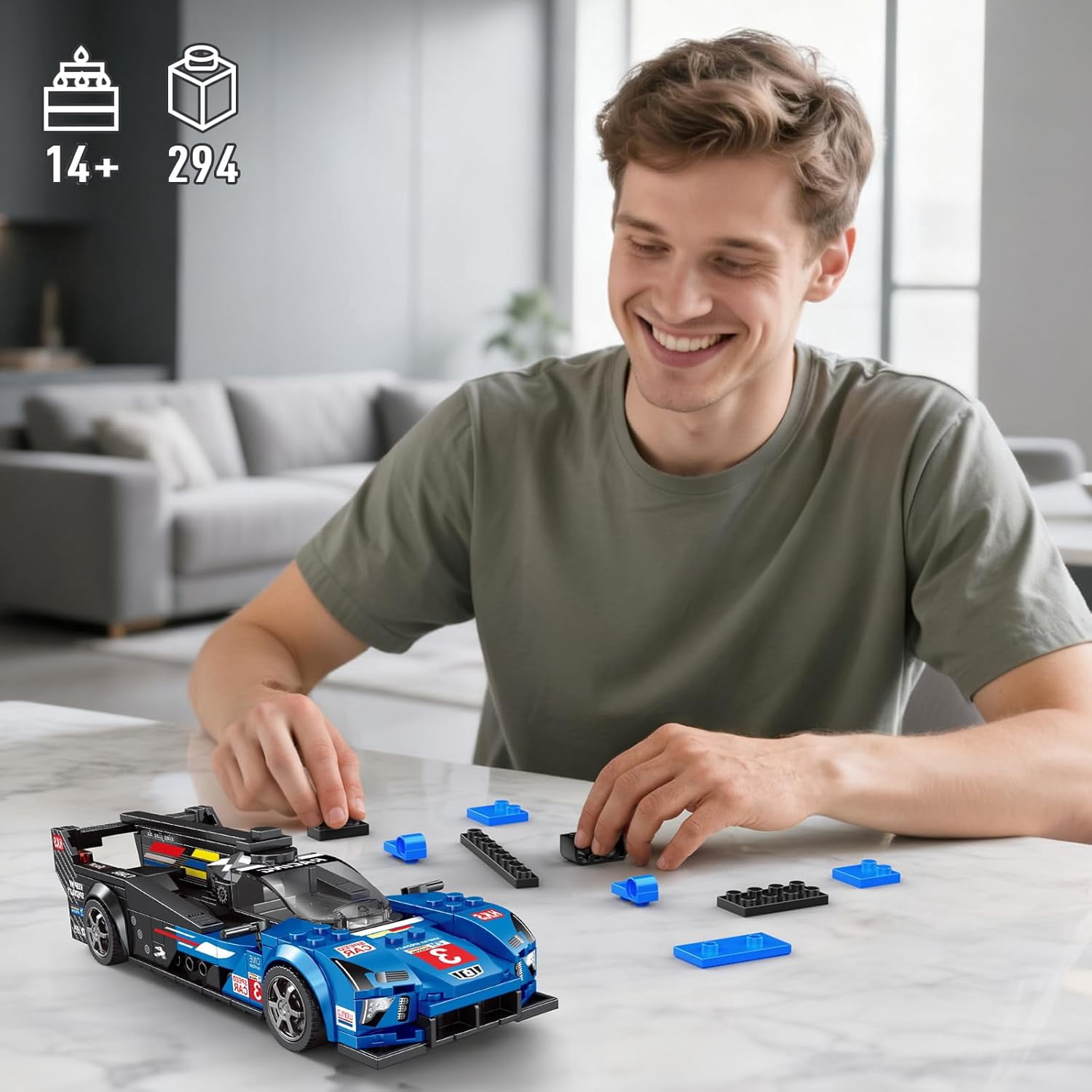 Speed Racing Car Building Set, Super Car Model Kit, Collectible Cars Construction Toys Gifts for Adults and Teens Age 14+ (294 Pieces)