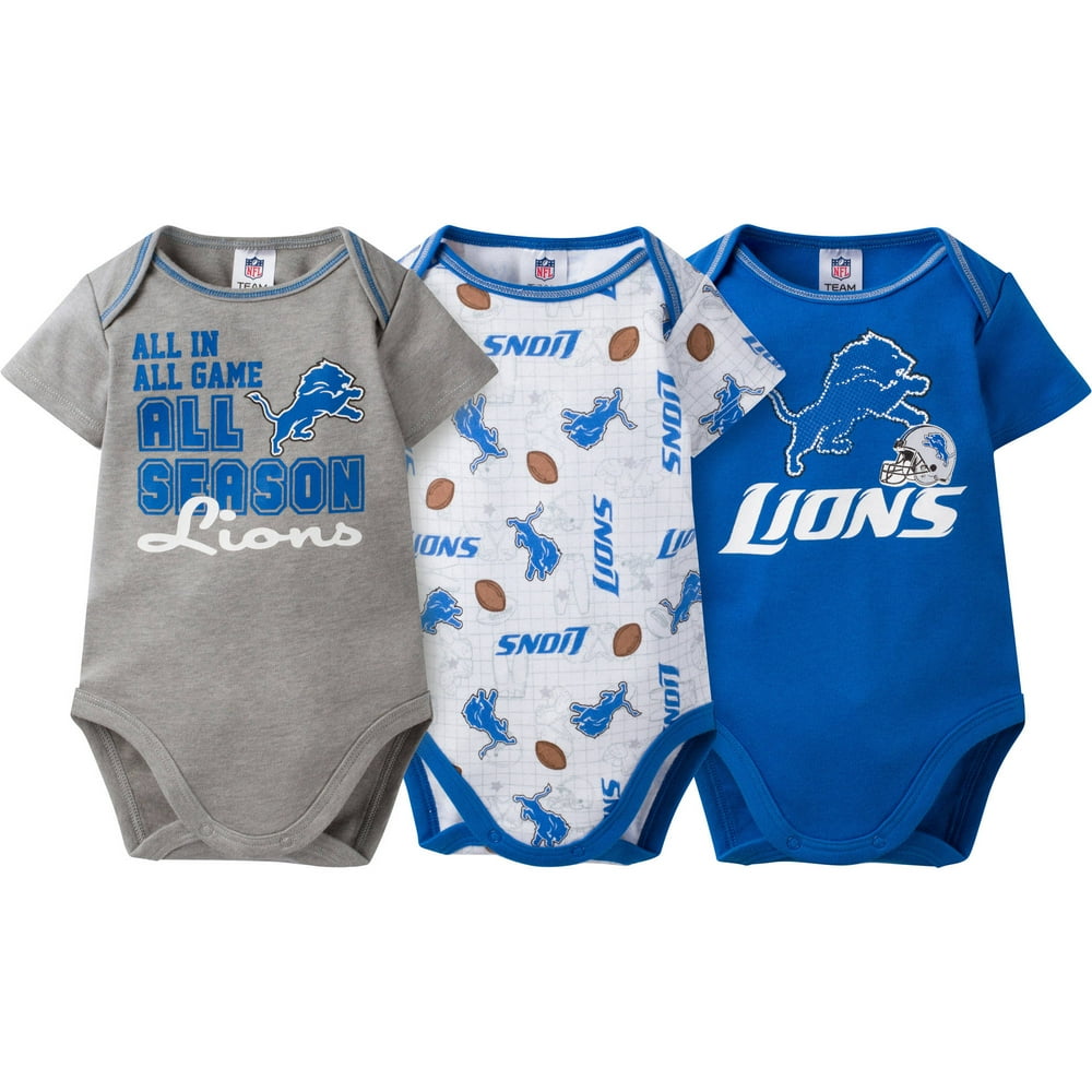 NFL NFL Detroit Lions Baby Boys Short Sleeve Bodysuit Set, 3Pack