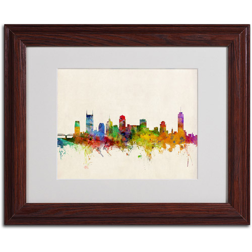 Trademark Fine Art "Nashville Skyline" Framed Canvas Art by Michael Tompsett, Wood Frame