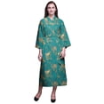 thumbnail image 1 of Bimba Robe en Coton Imprimée Légère pour Femmes, Motif Oiseau Noir et Jaune, Robe Croisée, Demoiselle d'Honneur, Chemise de Préparation TP, 1 of 5