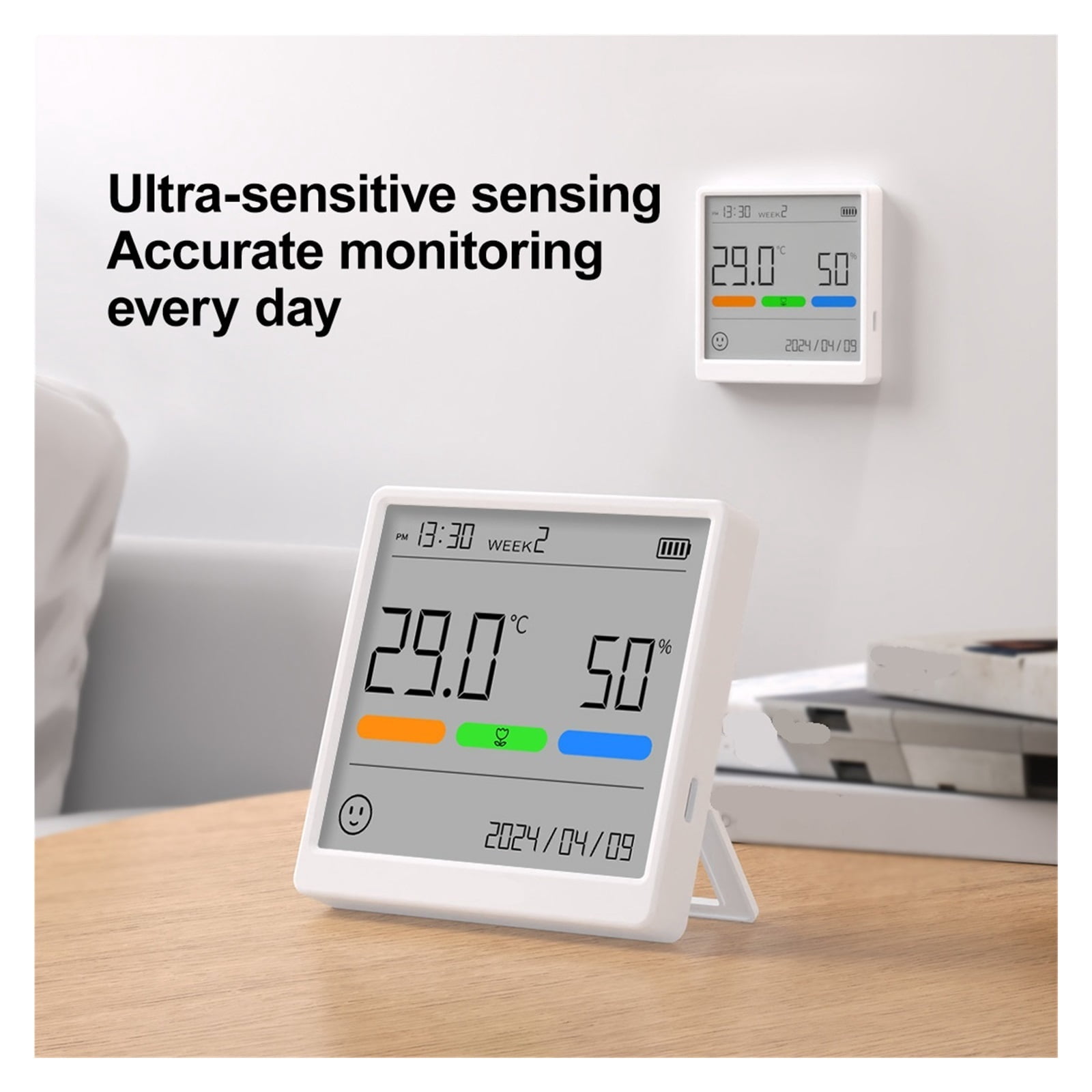 4.3 Inch LCD Electronic Digital Temperature Humidity Meter Clock Sensor Gauge Weather Station ,Real-Time